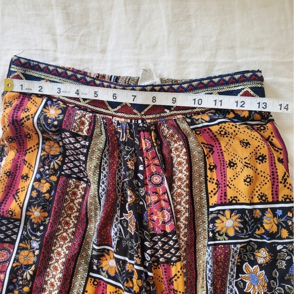 Jaase Boho Patchwork Wide Leg Pants Multi Color F… - image 5